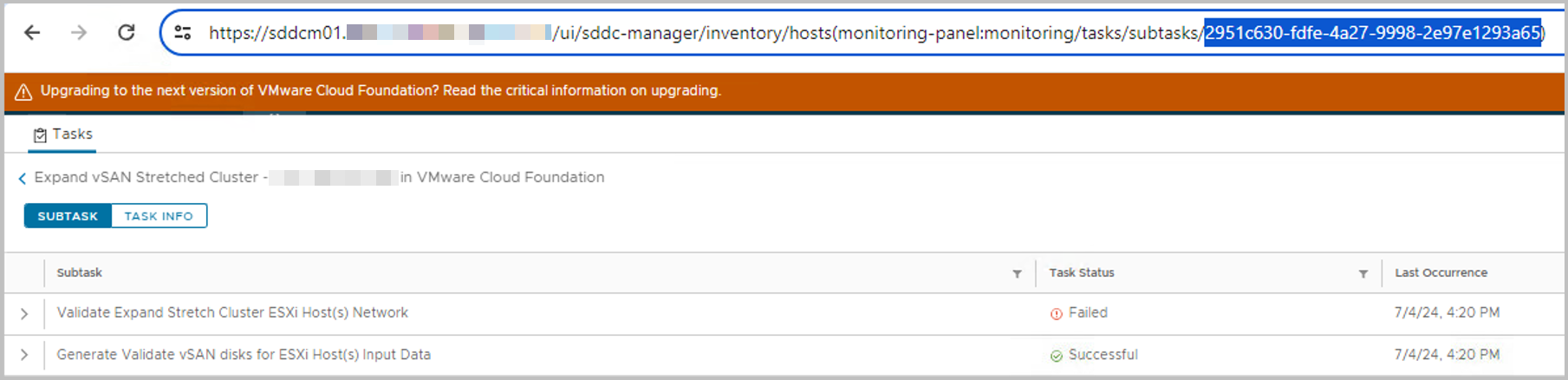 » Remove a failed task in SDDC Manager – Cloud Foundation